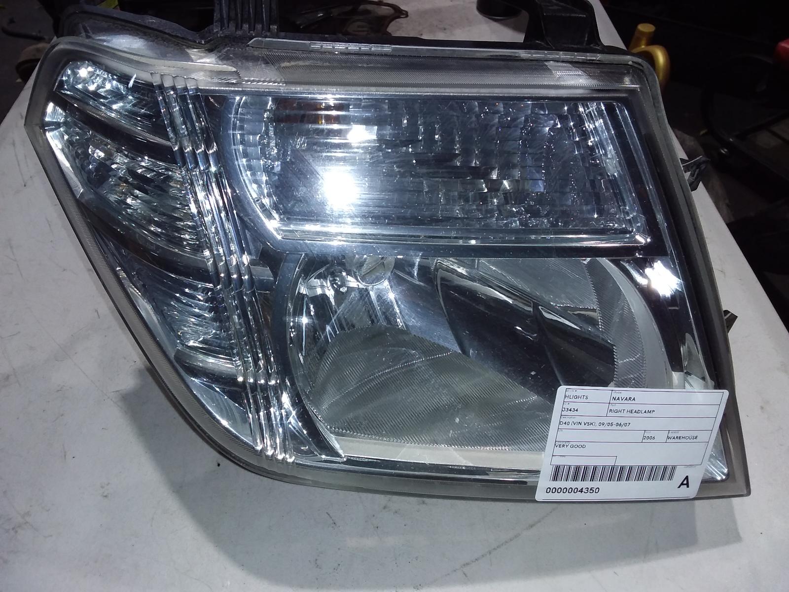 2006 Nissan Navara Right Headlamp View Auto part Right Headlamp Nissan Navara 2006
